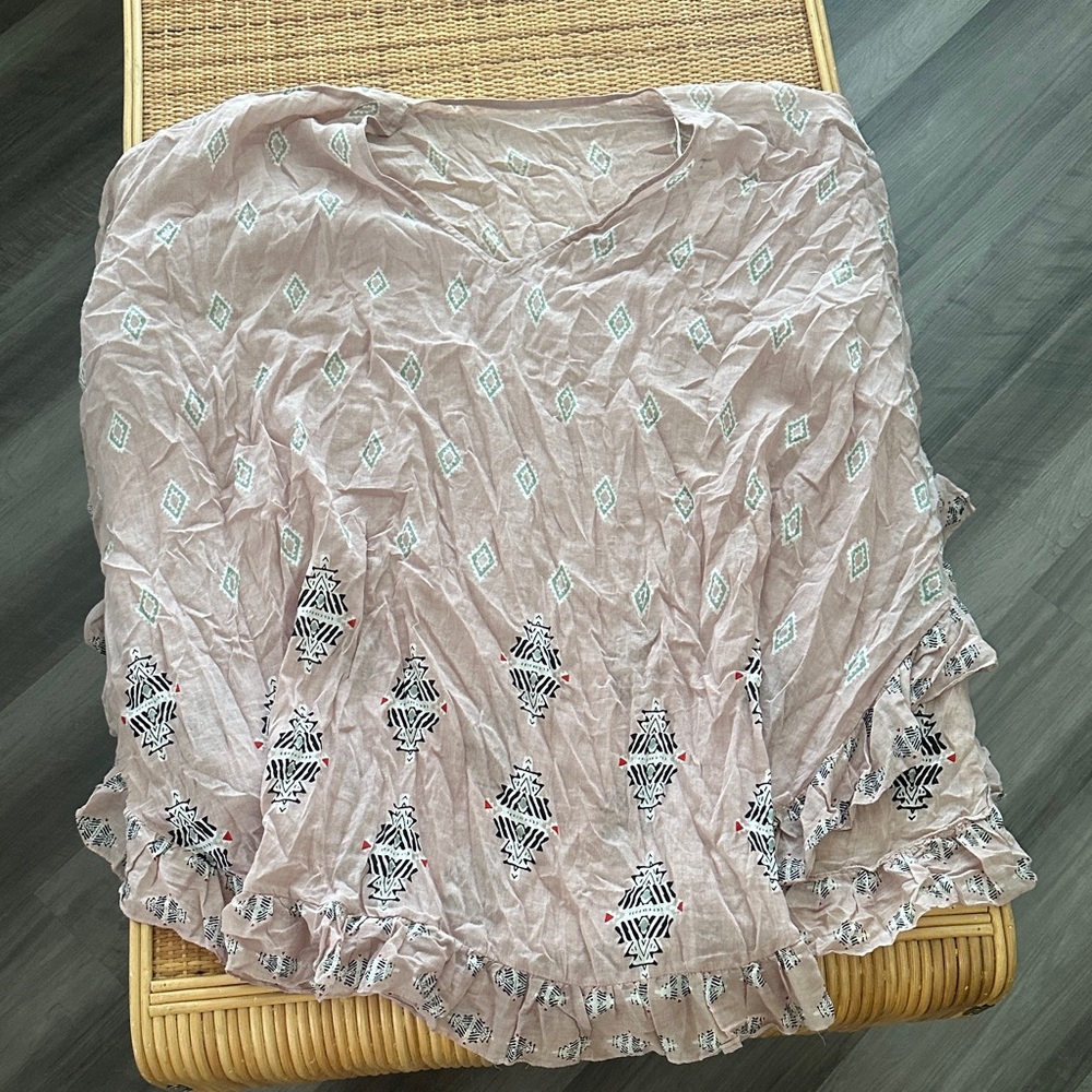 Express Pink & White Embroidered Swim Coverup